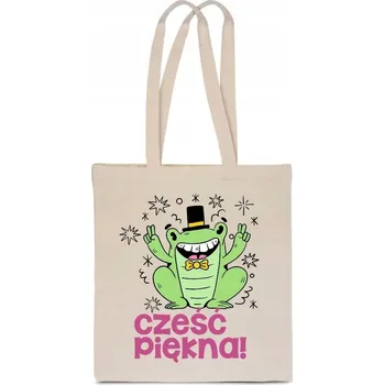 Nákupní taška EKO Bavlněná taška béžová AHOJ KRÁSKO žába žabka na nákupy TT_586_b