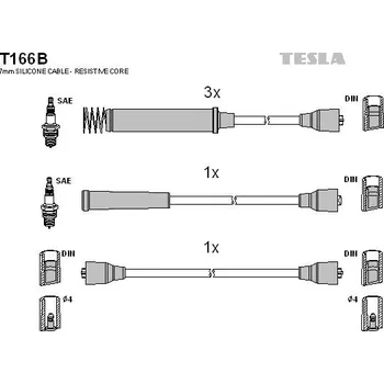 Zapalovací kabel Sada kabelů pro zapalování TESLA T166B