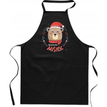 Kuchyňská zástěra KUCHYŇSKÁ ZÁSTĚRA bavlna černá Vánoční MEDVÍDEK Vánoce dárek FA_703_cz