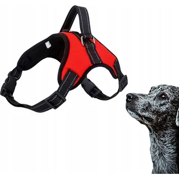 Postroj pro psa POHODLNÉ POSTROJE PRO PSA NASTAVITELNÉ PRODYŠNÉ S REFLEXNÍMI PRVKY ČERVENÉ S