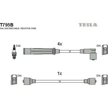 Zapalovací kabel Sada kabelů pro zapalování TESLA T795B