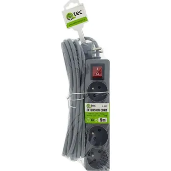 Napájecí kabel Prodlužovací kabel 4 zásuvky 5m QTEC Q-404F s vypínačem
