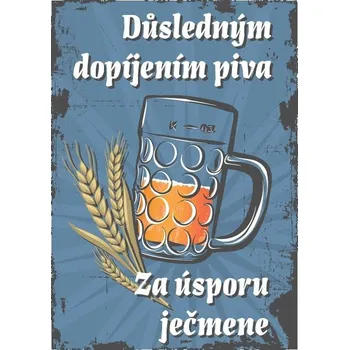 Plechová cedule Plechová cedule Důsledným dopíjením piva