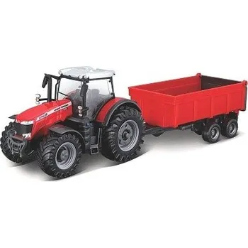 autíčko BBurago TRAKTOR MASSEY FERGUSON 8740S w/ SKLÁPĚCÍ PŘÍVĚS 31662