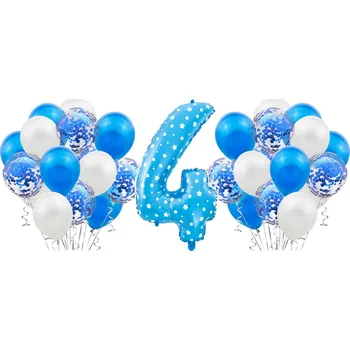 Balónek Modrá sada na 4. narozeniny - BALÓNKY a konfety