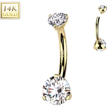 Piercing Šperky4U Zlatý piercing do pupíku - kulatý zirkon, Au 585/1000 - ZL01271-YG