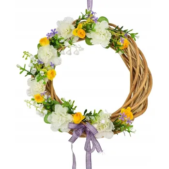 Věnec Proutěný věneček s bílou azalkou Ø25 cm