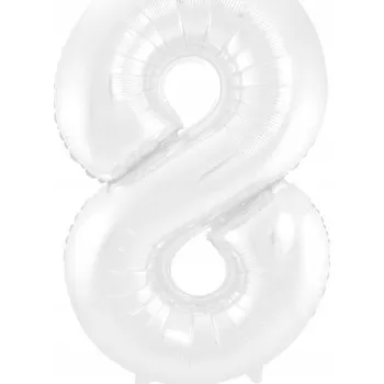 Balónek Fóliový balónek ČÍSLICE BÍLÁ 8 k narozeninám, výročí, oslavě, párty, 100 cm