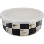 Miska smalt ŠACHOVNICE smetanová/černá průměr 15,5 cm 850 ml