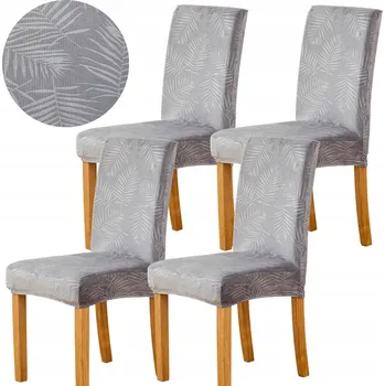 Jídelní židle SADA 4 KS POTAHŮ NA ŽIDLE VELUR UNIVERZÁLNÍ VELUROVÉ ŽIDLE ŠEDÉ