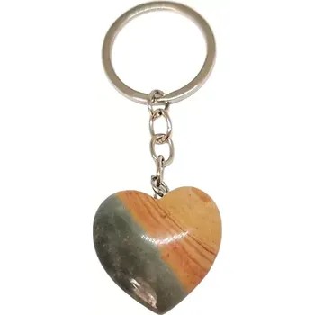 Klíčenka s jaspisem polychrom, velkým srdíčkem