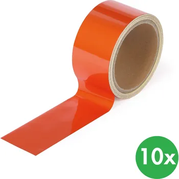Lepicí páska Reflexní páska, samolepící, 50 mm, 10 m, balení 10 ks, oranžová