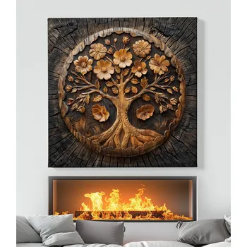 Obraz Obraz na plátně - Strom života Flow Air, dřevo styl FeelHappy.cz Velikost obrazu (šířka x výška): 110 x 110 cm