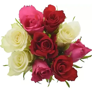 umělá květina Kytice 9 míchaných růží WHITE GRACIANA 50 cm