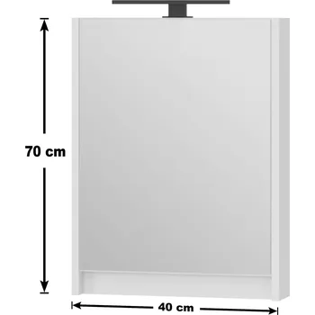 Šatní skříň Koupelnová skříňka se zrcadlem 40 cm lak bílý lesk Omeble