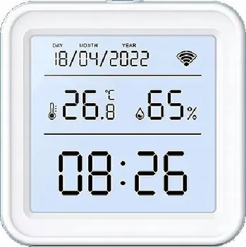 Teploměr s čidlem teploty a vlhkosti a hodinami TUYA SMART LIFE WIFI LCD