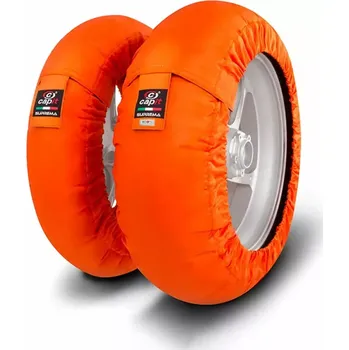 Sada na opravu pneumatiky Nahříváky moto pneumatik CAPIT CAPIT SUPREMA SPINA TYRE WARMER barva oranžová, velikost M/XL ( přední M 125/17" / zadní XL 200/55-17" )