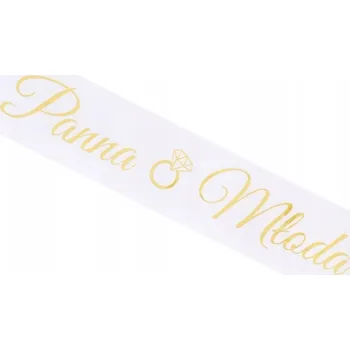 Party dekorace Bílá Šerpa se zlatým nápis NEVĚSTA pro rozlučku se svobodou se svobodou 9x80cm