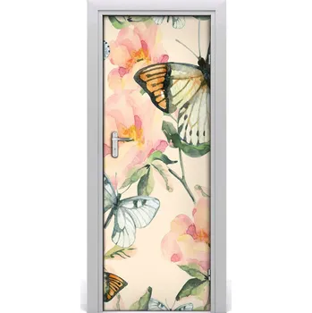 Fototapeta Samolepící fototapeta na dveře růže i Motýli 85x205 cm