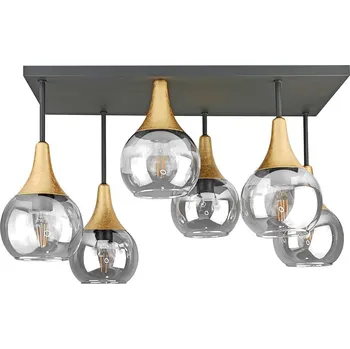 Přisazený lustr SOMA 6xE27/60W/230V černá/zlatá/čirá