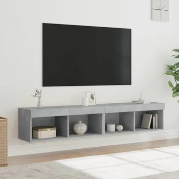 Nábytek vidaXL TV skříňky s LED osvětlením 2 ks 80 x 30 x 30 cm [837148] Barva: Betonová šedá