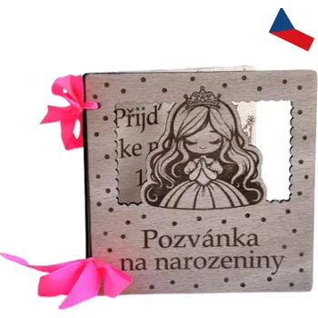 JH WoodArt Dřevěná pozvánka na narozeniny 1 ks (Ideální pro malé princezny!)