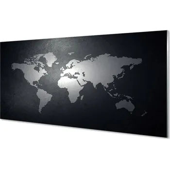 Obklad Skleněný panel Černém pozadí White mapa 125x50 cm