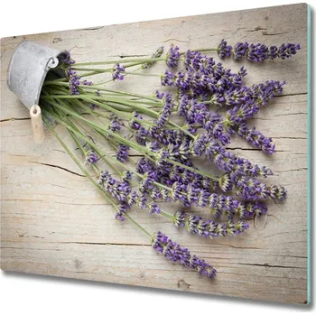 Kuchyňské prkénko Skleněná krájecí deska Levandule v hrnci 60x52 cm