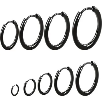 Náušnice Kruhová náušnice z chirurgické oceli Kroužek Černý, Průměr 13 mm Impress Jewelry 210615144121-B