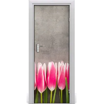 Fototapeta Samolepící fototapeta na dveře Růžové tulipány 75x205 cm