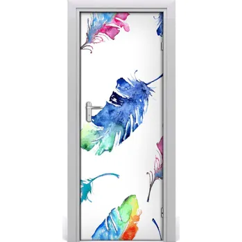 Fototapeta Samolepící fototapeta na dveře Barevná pírka 95x205 cm