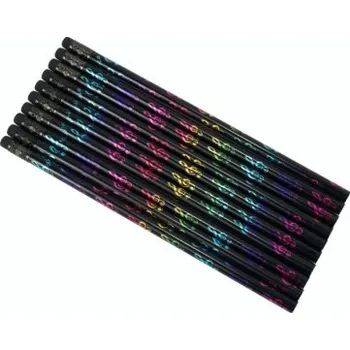 Černá tužka s gumou - barevné houslové klíče