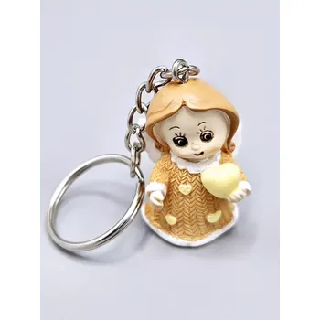 Andělíček se srdíčkem jako přívěsek na klíče Oranžová