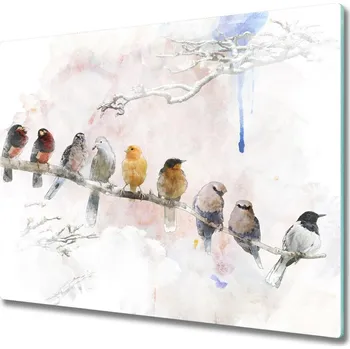 Kuchyňské prkénko Skleněná krájecí deska Ptáci na větvi 60x52 cm