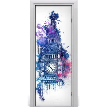 Fototapeta Samolepící fototapeta na dveře Barevný Big Ben 95x205 cm