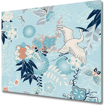 Kuchyňské prkénko Skleněná krájecí deska Jeřáb a květiny 60x52 cm