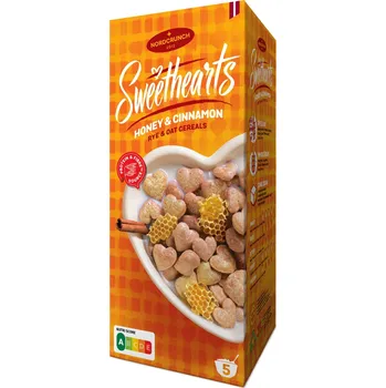 Nordcrunch Sweethearts Cereální srdíčka s medem a skořicí 150g