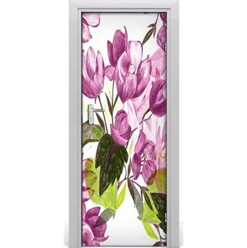 Fototapeta Samolepící fototapeta na dveře fialové květiny 85x205 cm