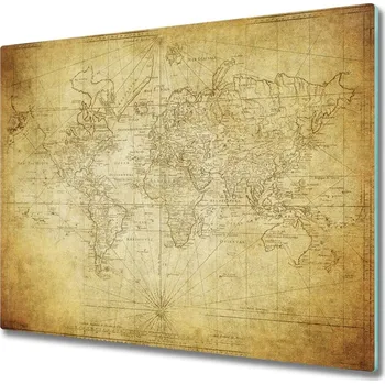 Kuchyňské prkénko Skleněná krájecí deska Stará mapa světa 60x52 cm