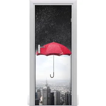 Fototapeta Fototapeta samolepící dveře deštník nad městem 75x205 cm