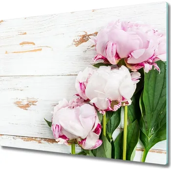 Kuchyňské prkénko Skleněná krájecí deska pivoňky 60x52 cm