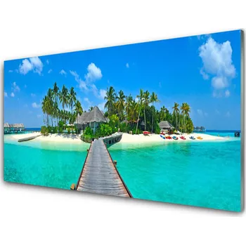 Obklad Skleněné obklady do kuchyně Tropická Pláž Palmy 120x60 cm