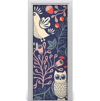 Fototapeta Samolepící fototapeta na dveře Kohout slepice sova 85x205 cm