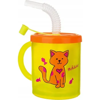 Dětský hrnek s brčkem pro pití nápojů, plastový