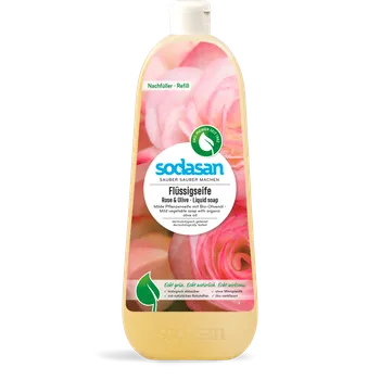 Mýdlo Sodasan tekuté mýdlo na ruce Růže a Oliva 1l