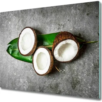 Kuchyňské prkénko Skleněná krájecí deska Poloviny kokosu 60x52 cm