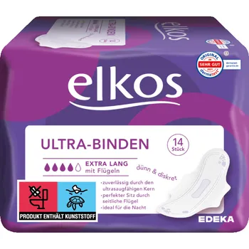 Intimní hygienický prostředek Elkos Vložky extra dlouhé s křidélky - normální 14 ks - originál z Německa
