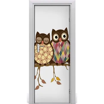 Fototapeta Samolepící fototapeta na dveře Sovy na větvi 85x205 cm
