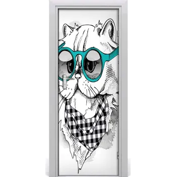 Fototapeta Samolepící fototapeta na dveře Kočka brýle 85x205 cm