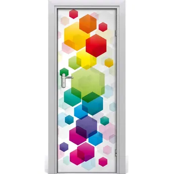 Fototapeta Samolepící fototapeta na dveře Barevné šestiúhelníky 85x205 cm